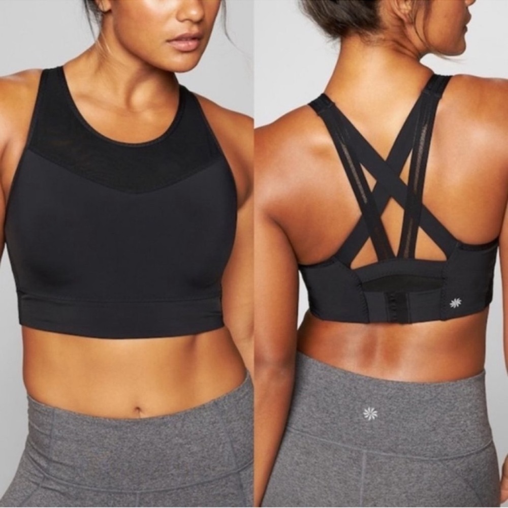 Athleta Navy High-Neck Sports Bra Racerback Performance Bra
